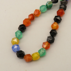 Natural Agate Beads Strands,Star Horn,Faceted,Mixed Color,6mm,Hole:0.8mm,about 63 pcs/strand,about 12 g/strand,5 strands/package,14.96"(38cm),XBGB06854bhva-L020