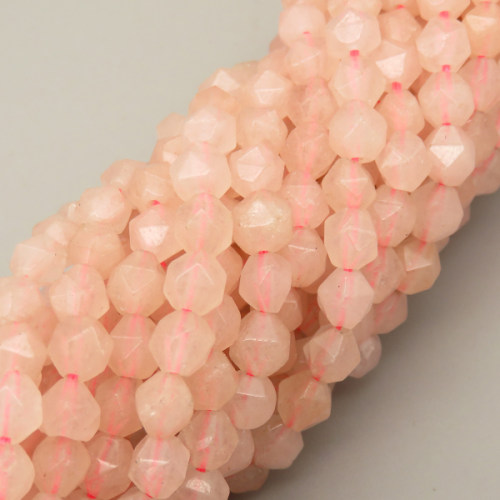 Natural Rose Quartz Beads Strands,Star Horn,Faceted,Pink,6mm,Hole:0.8mm,about 63 pcs/strand,about 12 g/strand,5 strands/package,14.96"(38cm),XBGB06858vhha-L020