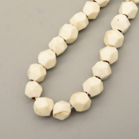 Natural Fossil Beads Strands,Star Horn,Faceted,White,6mm,Hole:0.8mm,about 63 pcs/strand,about 12 g/strand,5 strands/package,14.96"(38cm),XBGB06860bhva-L020