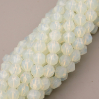 Opalite Beads Strands,Star Horn,Faceted,Cream,6mm,Hole:0.8mm,about 63 pcs/strand,about 12 g/strand,5 strands/package,14.96"(38cm),XBGB06862bhva-L020