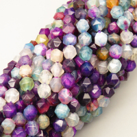 Natural Agate Beads Strands,Star Horn,Faceted,Mixed Color,6mm,Hole:0.8mm,about 63 pcs/strand,about 12 g/strand,5 strands/package,14.96"(38cm),XBGB06868bhva-L020