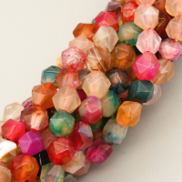 Natural Agate Beads Strands,Star Horn,Faceted,Mixed Color,6mm,Hole:0.8mm,about 63 pcs/strand,about 12 g/strand,5 strands/package,14.96"(38cm),XBGB06872bhva-L020