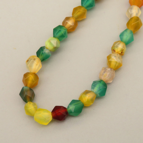 Natural Agate Beads Strands,Star Horn,Faceted,Yellow Green Brown,6mm,Hole:0.8mm,about 63 pcs/strand,about 12 g/strand,5 strands/package,14.96"(38cm),XBGB06874bhva-L020