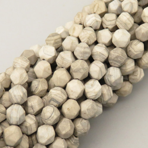 Natural Netstone Beads Strands,Star Horn,Faceted,Gray,6mm,Hole:0.8mm,about 63 pcs/strand,about 12 g/strand,5 strands/package,14.96"(38cm),XBGB06882bhva-L020