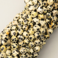 Natural Dalmatian Jasper Beads Strands,Star Horn,Faceted,Yellow and Black,6mm,Hole:0.8mm,about 63 pcs/strand,about 12 g/strand,5 strands/package,14.96"(38cm),XBGB06884bhva-L020