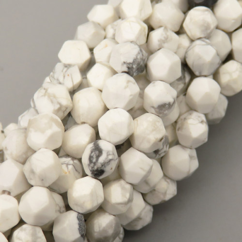 Natural Howlite Beads Strands,Star Horn,Faceted,White,6mm,Hole:0.8mm,about 63 pcs/strand,about 12 g/strand,5 strands/package,14.96"(38cm),XBGB06886vhkb-L020