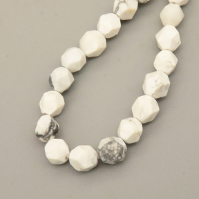 Natural Howlite Beads Strands,Star Horn,Faceted,White,6mm,Hole:0.8mm,about 63 pcs/strand,about 12 g/strand,5 strands/package,14.96"(38cm),XBGB06886vhkb-L020