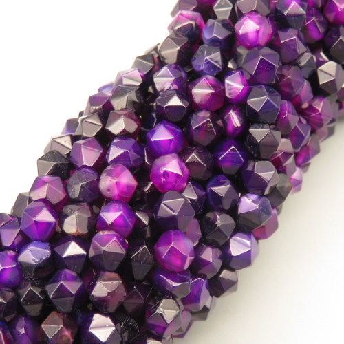 Natural Agate Beads Strands,Star Horn,Faceted,Dark Purple,6mm,Hole:0.8mm,about 63 pcs/strand,about 12 g/strand,5 strands/package,14.96"(38cm),XBGB06892bhva-L020