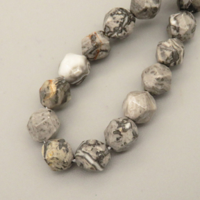 Natural Map Stone/Picasso Stone/Picasso Jasper Beads Strands,Star Horn,Faceted,Gray,6mm,Hole:0.8mm,about 63 pcs/strand,about 12 g/strand,5 strands/package,14.96"(38cm),XBGB06894bhva-L020