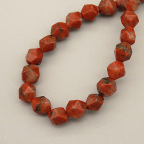 Natural Red Jasper Beads Strands,Star Horn,Faceted,Brick Red,6mm,Hole:0.8mm,about 63 pcs/strand,about 12 g/strand,5 strands/package,14.96"(38cm),XBGB06896bhva-L020