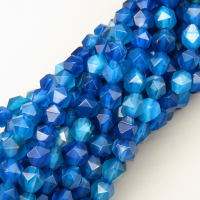 Natural Agate Beads Strands,Star Horn,Faceted,Blue,6mm,Hole:0.8mm,about 63 pcs/strand,about 12 g/strand,5 strands/package,14.96"(38cm),XBGB06900bhva-L020