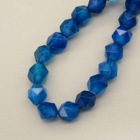 Natural Agate Beads Strands,Star Horn,Faceted,Blue,6mm,Hole:0.8mm,about 63 pcs/strand,about 12 g/strand,5 strands/package,14.96"(38cm),XBGB06900bhva-L020