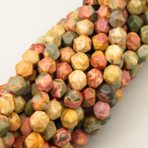 Natural Picasso Stone/Picasso Jasper Beads Strands,Star Horn,Faceted,Mixed Color Powder Gray Yellow,6mm,Hole:0.8mm,about 63 pcs/strand,about 12 g/strand,5 strands/package,14.96"(38cm),XBGB06902vhha-L020