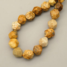 Natural Picture Jasper Beads Strands,Star Horn,Faceted,Brown,6mm,Hole:0.8mm,about 63 pcs/strand,about 12 g/strand,5 strands/package,14.96"(38cm),XBGB06906bhva-L020