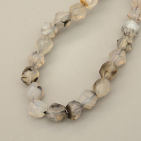 Natural Agate Beads Strands,Star Horn,Faceted,Milky Brown,6mm,Hole:0.8mm,about 63 pcs/strand,about 12 g/strand,5 strands/package,14.96"(38cm),XBGB06910bhva-L020