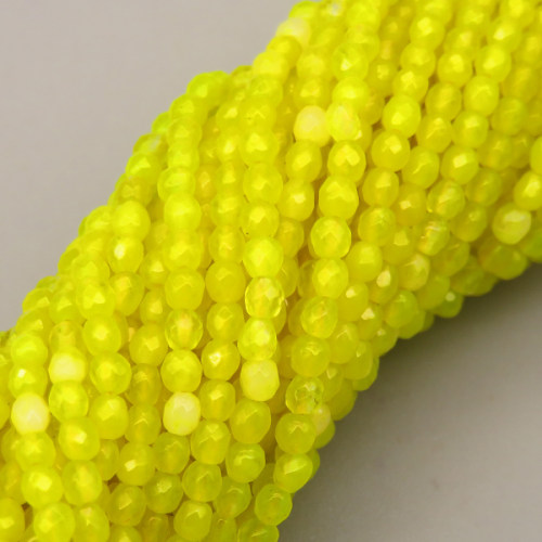 Natural Agate Beads Strands,Round,Faceted,Yellow,2mm,Hole:0.5mm,about 190 pcs/strand,about 2.5 g/strand,5 strands/package,14.96"(38cm),XBGB06920vhha-L020
