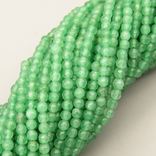 Natural Agate Beads Strands,Round,Faceted,Green,2mm,Hole:0.5mm,about 190 pcs/strand,about 2.5 g/strand,5 strands/package,14.96"(38cm),XBGB06926vhha-L020