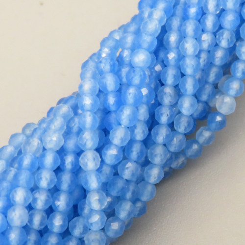 Natural Agate Beads Strands,Round,Faceted,Sky Blue,2mm,Hole:0.5mm,about 190 pcs/strand,about 2.5 g/strand,5 strands/package,14.96"(38cm),XBGB06932vhha-L020