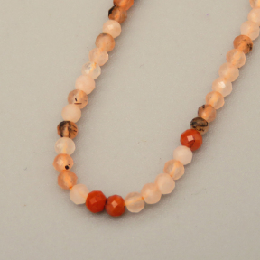Natural Agate Beads Strands,Round,Faceted,Orange Red,2mm,Hole:0.5mm,about 190 pcs/strand,about 2.5 g/strand,5 strands/package,14.96"(38cm),XBGB06936vhha-L020