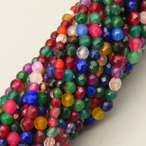 Natural Agate Beads Strands,Round,Faceted,Mixed Color,2mm,Hole:0.5mm,about 190 pcs/strand,about 2.5 g/strand,5 strands/package,14.96"(38cm),XBGB06938vhha-L020