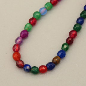 Natural Agate Beads Strands,Round,Faceted,Mixed Color,2mm,Hole:0.5mm,about 190 pcs/strand,about 2.5 g/strand,5 strands/package,14.96"(38cm),XBGB06938vhha-L020