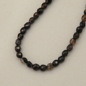 Natural Agate Beads Strands,Round,Faceted,Black,2mm,Hole:0.5mm,about 190 pcs/strand,about 2.5 g/strand,5 strands/package,14.96"(38cm),XBGB06942vhha-L020