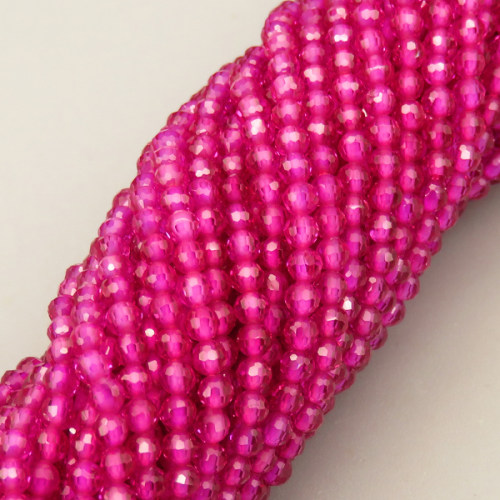 Natural Agate Beads Strands,Round,Faceted,Pink Purple,2mm,Hole:0.5mm,about 190 pcs/strand,about 2.5 g/strand,5 strands/package,14.96"(38cm),XBGB06944vhha-L020
