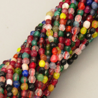 Natural Agate Beads Strands,Round,Faceted,Mixed Color,2mm,Hole:0.5mm,about 190 pcs/strand,about 2.5 g/strand,5 strands/package,14.96"(38cm),XBGB06946vhha-L020