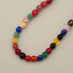 Natural Agate Beads Strands,Round,Faceted,Mixed Color,2mm,Hole:0.5mm,about 190 pcs/strand,about 2.5 g/strand,5 strands/package,14.96"(38cm),XBGB06946vhha-L020