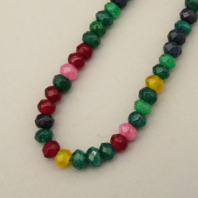 Natural Agate Beads Strands,Abacus Beads,Faceted,Mixed Color,2x3mm,Hole:0.5mm,about 126 pcs/strand,about 5.5 g/strand,5 strands/package,14.96"(38cm),XBGB06970bhva-L020