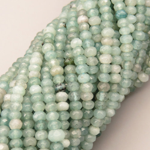 Natural Agate Beads Strands,Abacus Beads,Faceted,Cyan,2x3mm,Hole:0.5mm,about 126 pcs/strand,about 5.5 g/strand,5 strands/package,14.96"(38cm),XBGB06984bhva-L020
