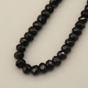 Natural Agate Beads Strands,Abacus Beads,Faceted,Black,2x3mm,Hole:0.5mm,about 126 pcs/strand,about 5.5 g/strand,5 strands/package,14.96"(38cm),XBGB06996bhva-L020
