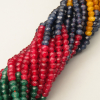 Natural Agate Beads Strands,Abacus Beads,Faceted,Mixed Color,2x3mm,Hole:0.5mm,about 126 pcs/strand,about 5.5 g/strand,5 strands/package,14.96"(38cm),XBGB07004bhva-L020