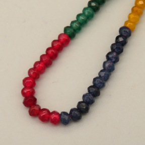Natural Agate Beads Strands,Abacus Beads,Faceted,Mixed Color,2x3mm,Hole:0.5mm,about 126 pcs/strand,about 5.5 g/strand,5 strands/package,14.96"(38cm),XBGB07004bhva-L020