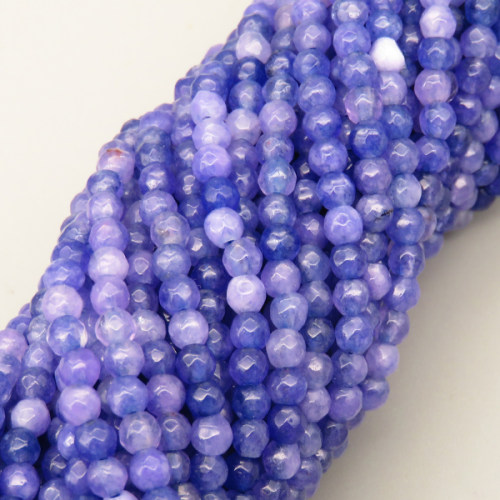 Natural Agate Beads Strands,Round,Faceted,Blue,3mm,Hole:0.8mm,about 126 pcs/strand,about 6.5 g/strand,5 strands/package,14.96"(38cm),XBGB07020bbov-L020