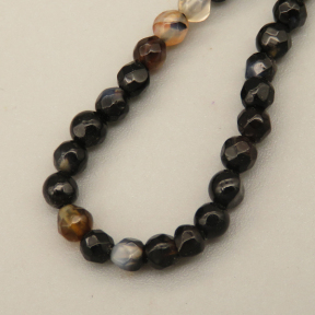 Natural Agate Beads Strands,Round,Faceted,Black,3mm,Hole:0.8mm,about 126 pcs/strand,about 6.5 g/strand,5 strands/package,14.96"(38cm),XBGB07024bbov-L020