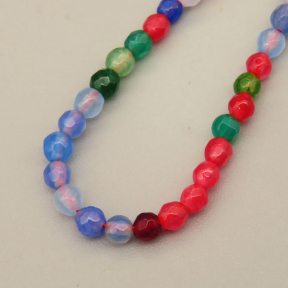 Natural Agate Beads Strands,Round,Faceted,Mixed Color,3mm,Hole:0.8mm,about 126 pcs/strand,about 6.5 g/strand,5 strands/package,14.96"(38cm),XBGB07028bbov-L020