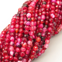 Natural Agate Beads Strands,Round,Faceted,Wine Red Color,3mm,Hole:0.8mm,about 126 pcs/strand,about 6.5 g/strand,5 strands/package,14.96"(38cm),XBGB07030bbov-L020