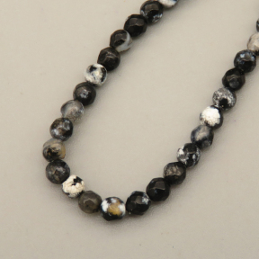 Natural Agate Beads Strands,Round,Faceted,Black and White,3mm,Hole:0.8mm,about 126 pcs/strand,about 6.5 g/strand,5 strands/package,14.96"(38cm),XBGB07046bbov-L020