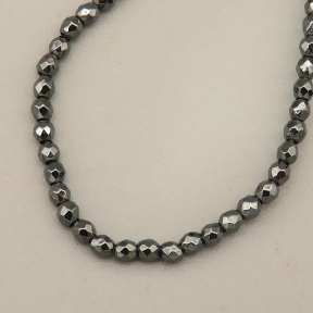 Non-magnetic Synthetic Hematite Beads Strands,Round,Faceted,Electroplated Silver Grey,2mm,Hole:0.5mm,about 190 pcs/strand,about 3.5 g/strand,5 strands/package,14.96"(38cm),XBGB07050vbnb-L020