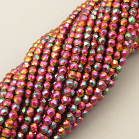 Non-magnetic Synthetic Hematite Beads Strands,Round,Faceted,Electroplating Color,2mm,Hole:0.5mm,about 190 pcs/strand,about 3.5 g/strand,5 strands/package,14.96"(38cm),XBGB07052vbnb-L020