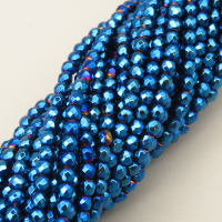 Non-magnetic Synthetic Hematite Beads Strands,Round,Faceted,Royal Blue,2mm,Hole:0.5mm,about 190 pcs/strand,about 3.5 g/strand,5 strands/package,14.96"(38cm),XBGB07064vbnb-L020