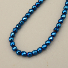 Non-magnetic Synthetic Hematite Beads Strands,Round,Faceted,Royal Blue,2mm,Hole:0.5mm,about 190 pcs/strand,about 3.5 g/strand,5 strands/package,14.96"(38cm),XBGB07064vbnb-L020