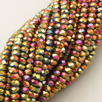 Non-magnetic Synthetic Hematite Beads Strands,Abacus Beads,Faceted,Champagne Color,2x3mm,Hole:0.5mm,about 126 pcs/strand,about 5.5 g/strand,5 strands/package,14.96"(38cm),XBGB07070vbmb-L020