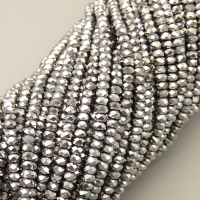 Non-magnetic Synthetic Hematite Beads Strands,Abacus Beads,Faceted,Silver,2x3mm,Hole:0.5mm,about 126 pcs/strand,about 5.5 g/strand,5 strands/package,14.96"(38cm),XBGB07076vbmb-L020