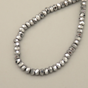 Non-magnetic Synthetic Hematite Beads Strands,Abacus Beads,Faceted,Silver,2x3mm,Hole:0.5mm,about 126 pcs/strand,about 5.5 g/strand,5 strands/package,14.96"(38cm),XBGB07076vbmb-L020