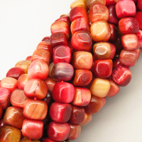 Natural Color Tiger Eye Beads Strands,Angle of Attack,Square,Dyed,Blood Red,8x8mm,Hole:1.2mm,51 pcs/strand,36 g/strand,5 strands/package,14.96"(38cm),XBGB07080vhmv-L020