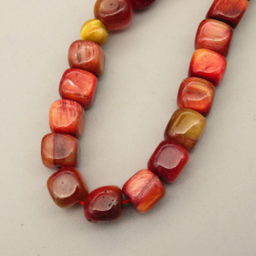 Natural Color Tiger Eye Beads Strands,Angle of Attack,Square,Dyed,Blood Red,8x8mm,Hole:1.2mm,51 pcs/strand,36 g/strand,5 strands/package,14.96"(38cm),XBGB07080vhmv-L020
