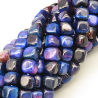 Natural Color Tiger Eye Beads Strands,Angle of Attack,Square,Dyed,Royal Blue Purple,8x8mm,Hole:1.2mm,51 pcs/strand,36 g/strand,5 strands/package,14.96"(38cm),XBGB07086vhmv-L020