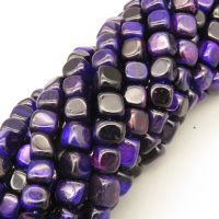Natural Color Tiger Eye Beads Strands,Angle of Attack,Square,Dyed,Purple,8x8mm,Hole:1.2mm,51 pcs/strand,36 g/strand,5 strands/package,14.96"(38cm),XBGB07090vhmv-L020
